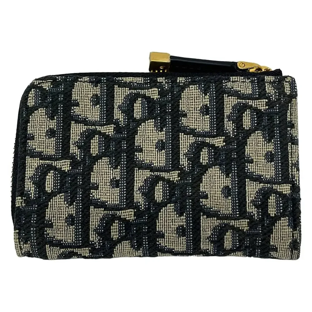 Christian Dior 30 Montagne Coin Case S2392UTZQ928U Navy Cream Jacquard Leather